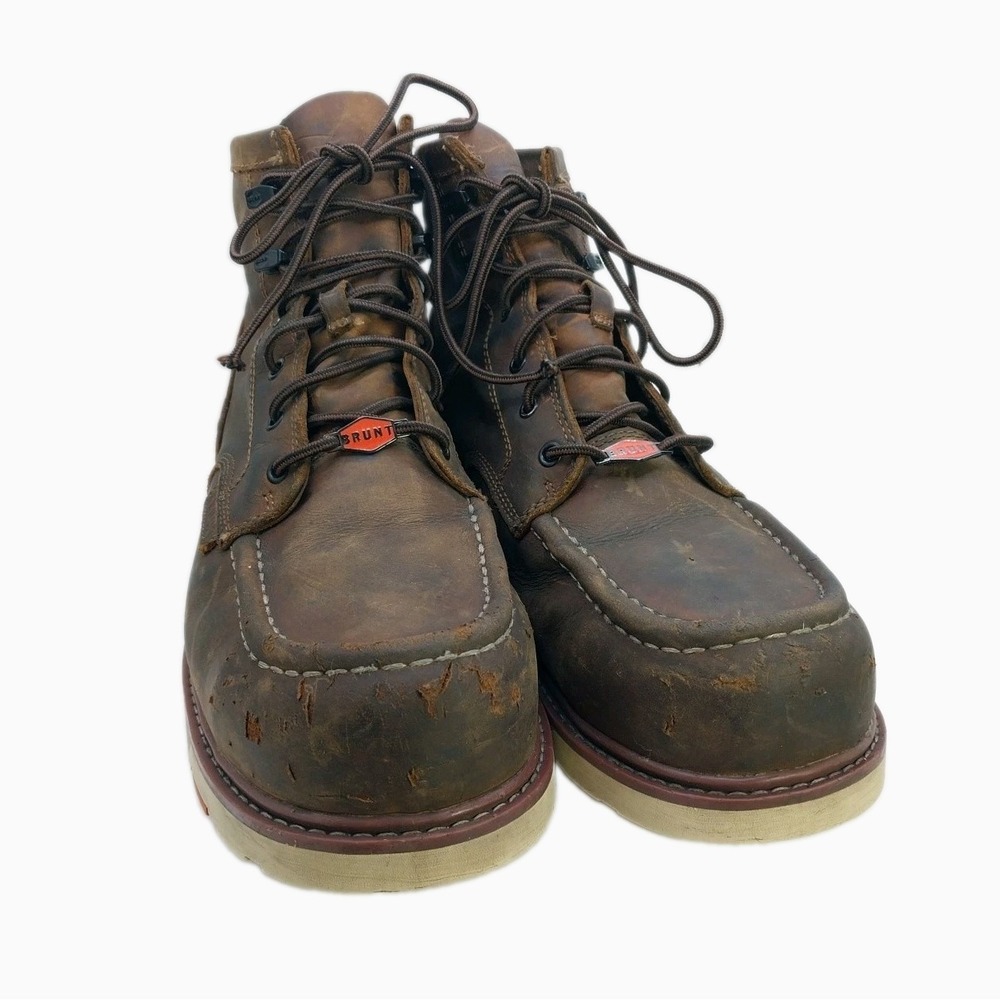 BRUNT Marin Unlined Work Boots Men's 11.5M Brown Leather Comp Toe Anti-Slip READ